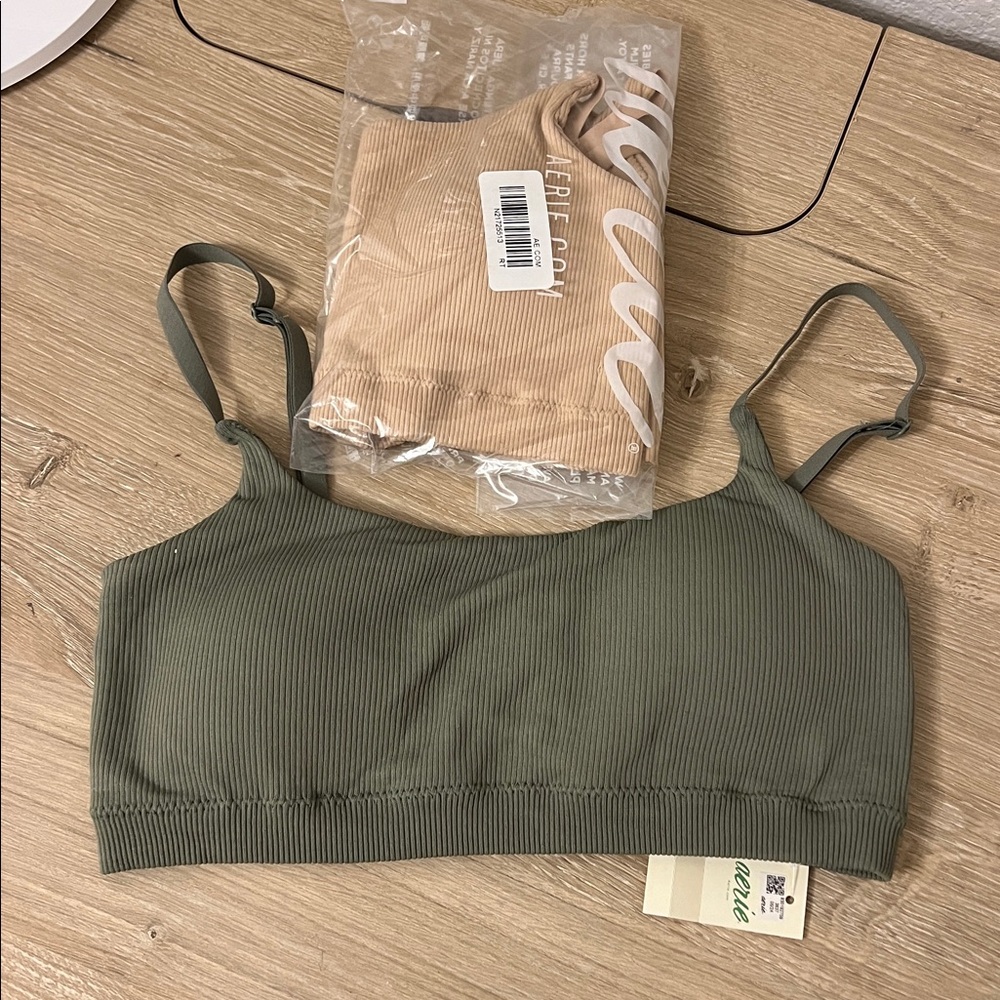 Two Aerie super chill bralettes